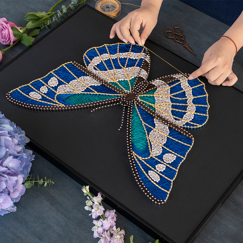 手工diy材料弦丝画光明女神蝴蝶钉子画纱线绕线画送女性朋友礼物