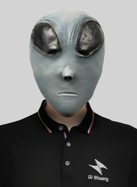 灰色外星人恐怖鬼脸头套化妆舞会跨境直播面具万圣节派对恶搞道具