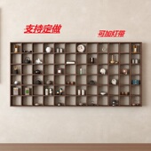 定制实木格子架墙上置物架茶杯茶壶展示架创意多宝阁格子置物架
