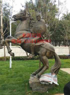 铸铁欧式风骑马树脂彩绘武士摆件