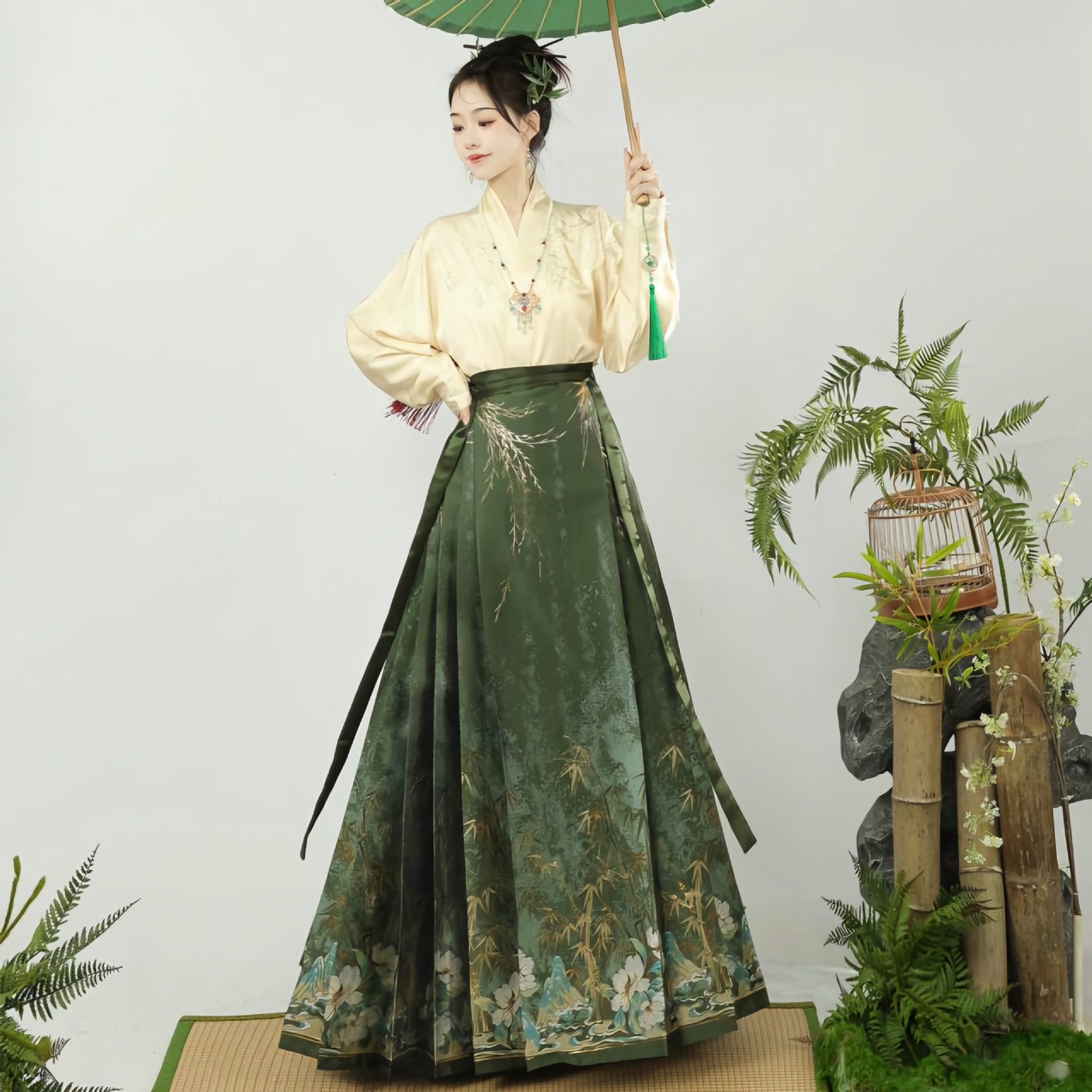 明制汉服织金妆花马面裙【竹影】小个子国风改良汉服女日常半身裙