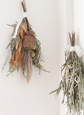 WULIHOME壁挂干花 墙面装饰小米叶绿色田园日系风格店铺客厅装饰