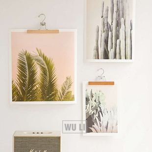 热销北欧实木挂夹挂画小号画夹卡片夹墙面DIY装饰挂夹拍照道具