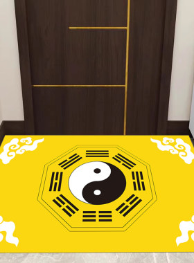 金黄色太极八卦地垫道家八卦图地垫大门进门口脚垫子入户垫