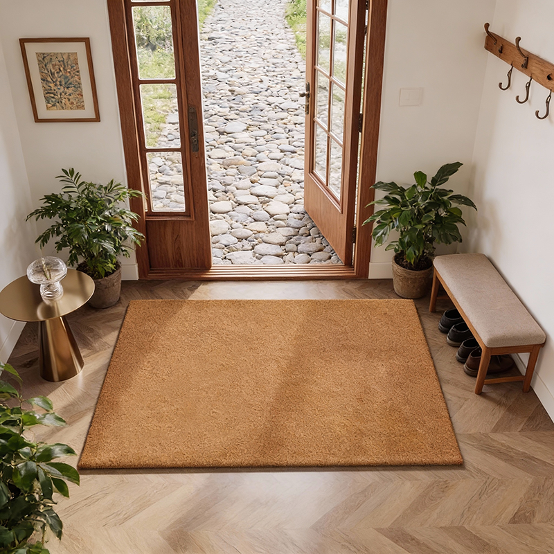 土黄色地垫2026新款入户门垫新中式门口地毯进门门外纯色脚垫丝圈,居家布艺,入户地垫,淘宝优惠券,粉丝福利购,淘宝优惠卷