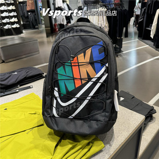 正品 010 耐克彩色LOGO双肩包男女运动休闲包学生书包电脑包HF7722