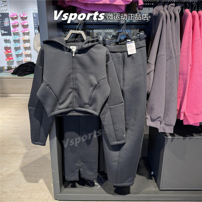 正品耐克套装女2025新款运动休闲短款连帽外套 HV1965 HV2077-010