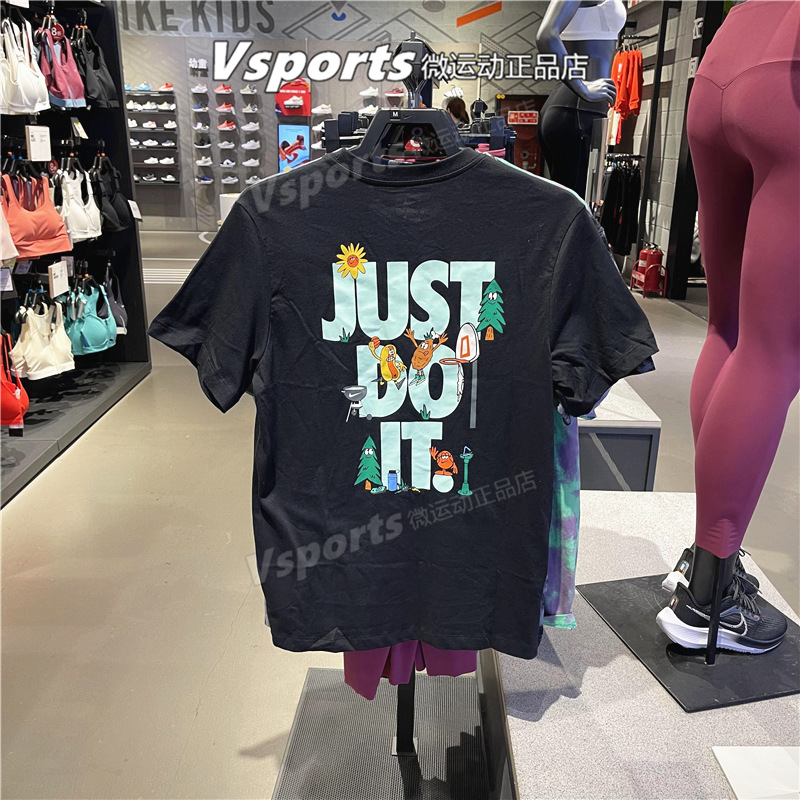 nike耐克t恤男2023新款训练运动休闲圆领宽松印花短袖 FD0064-010
