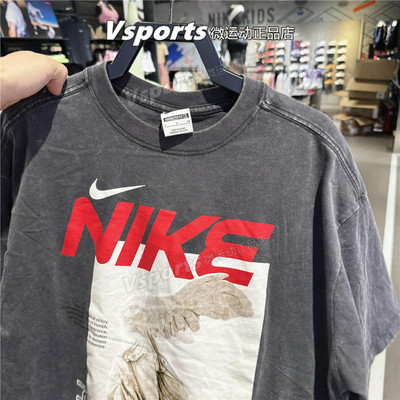 正品耐克t恤女2025运动宽松胜利女神雕像印花短袖 HF6292-133-060