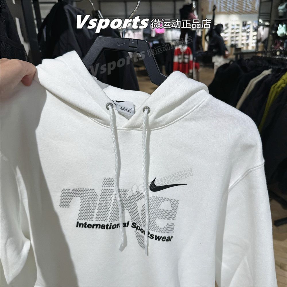 NIKE耐克卫衣男2025秋冬季新款运动休闲印花连帽衫黑白IM8322-100