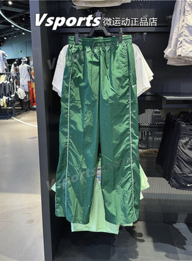 正品nike耐克女裤2024秋新款训练运动休闲宽松绿色长裤FV7656-300