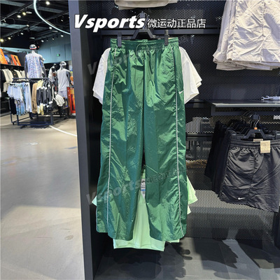 正品nike耐克女裤2024秋新款训练运动休闲宽松绿色长裤FV7656-300