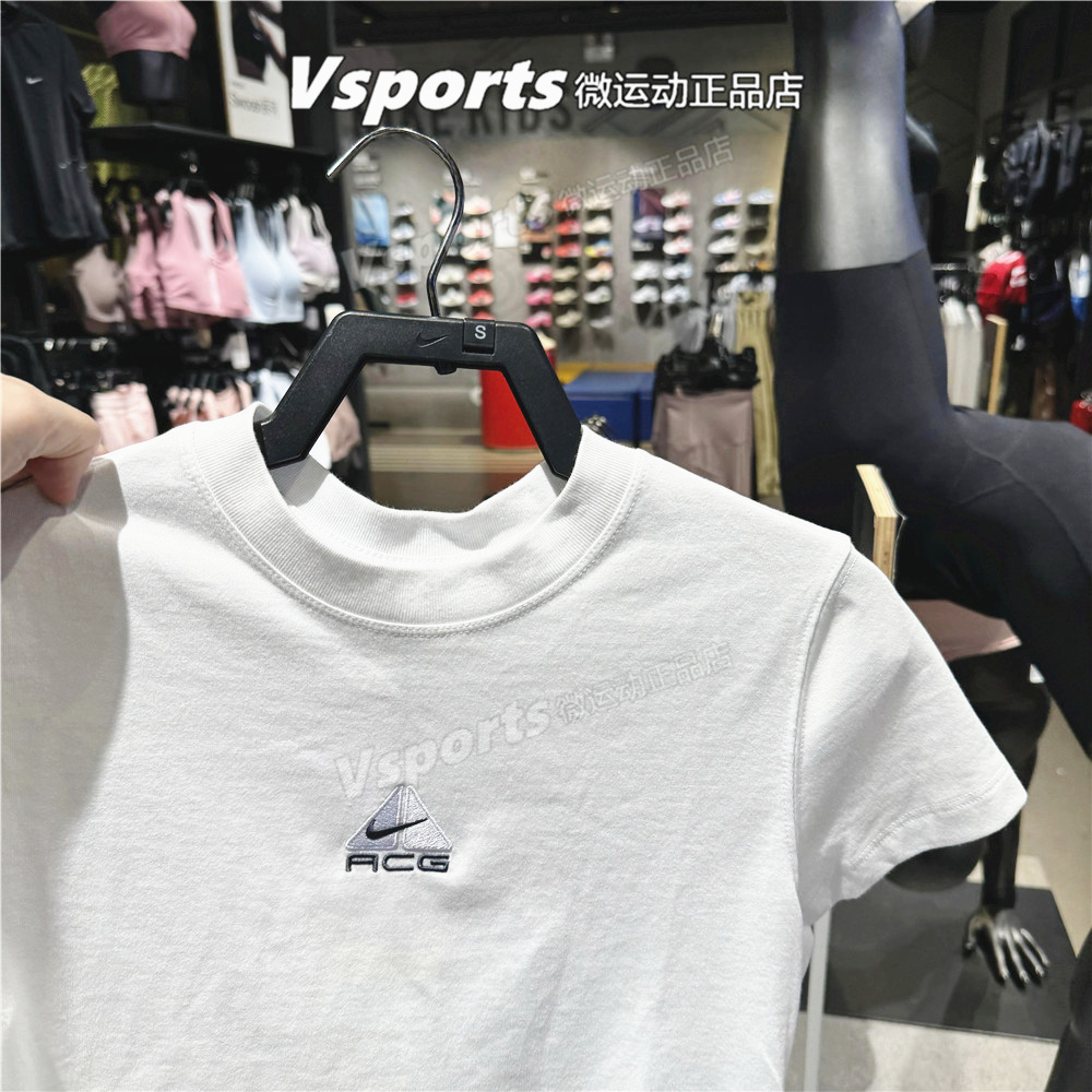 专柜正品耐克短袖女子2025夏季运动ACG户外收腰露脐圆领t恤HM6085