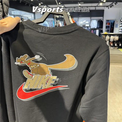 正品耐克卫衣男2025秋新款加绒保暖运动印花圆领套头衫IB3304-010