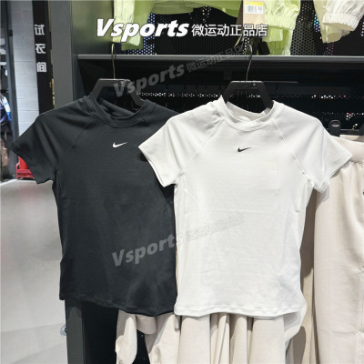 正品耐克短袖女2025新款训练跑步运动简约收腰t恤 FV7843-010-100
