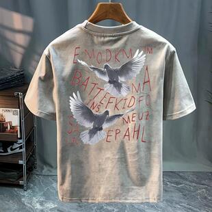 港风宽松vintage半袖 奥特莱斯 T恤夏季 短袖 专柜清仓捡漏2026男士