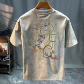 T恤2026新款 短袖 印花轻奢印花痞帅chic 专柜清仓捡漏男士 奥特莱斯