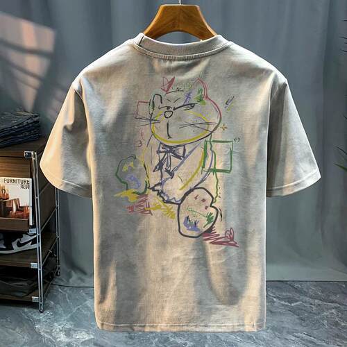 奥特莱斯~专柜清仓捡漏男士短袖T恤2026新款印花轻奢印花痞帅chic