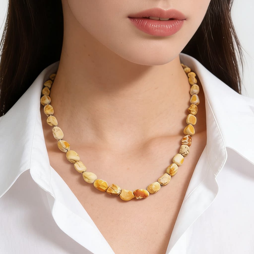 天然琥珀蜜蜡原创原石随型项链手链鸡油黄蜜蜡俄料个性男女百搭