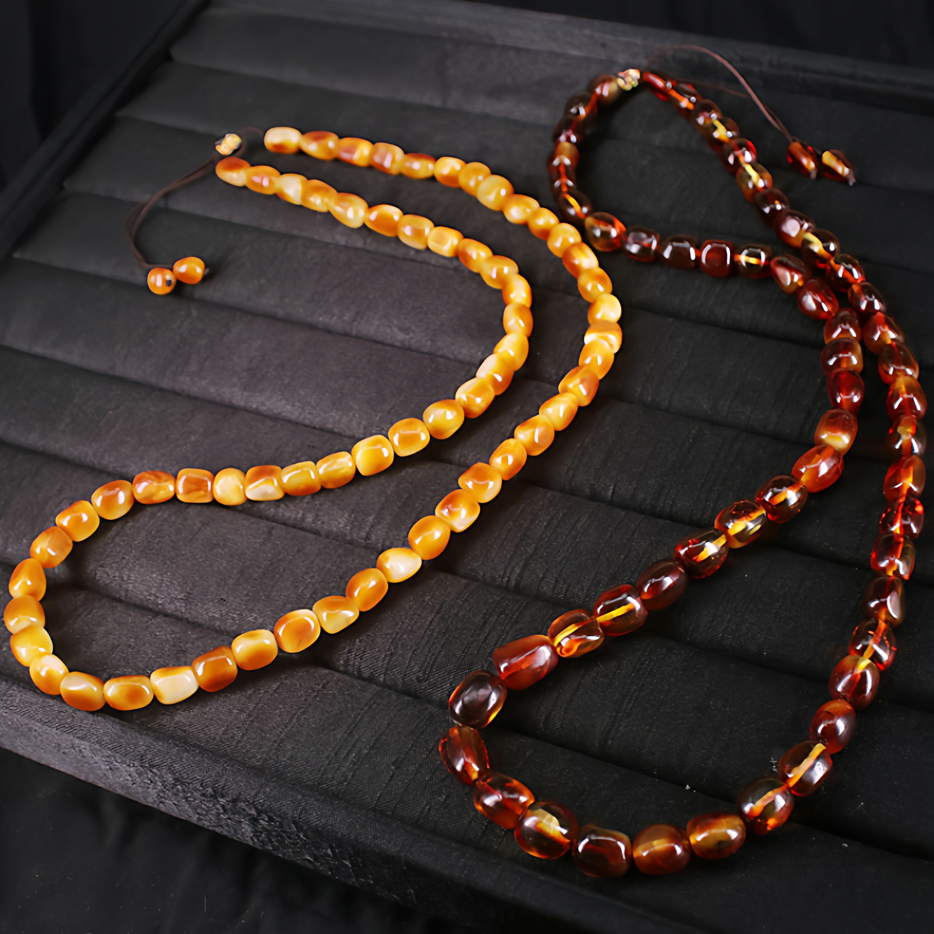 琥珀蜜蜡随形项链多圈手串天然原矿俄料鸡油黄白花金珀棕红珀男女