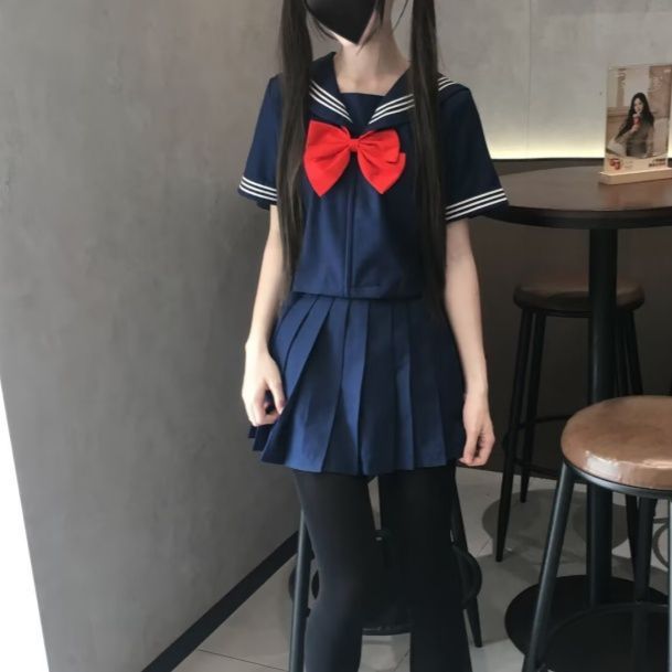 原创正版基础款水手服jk甜美校供绀色学院风显瘦套装现货短款2026
