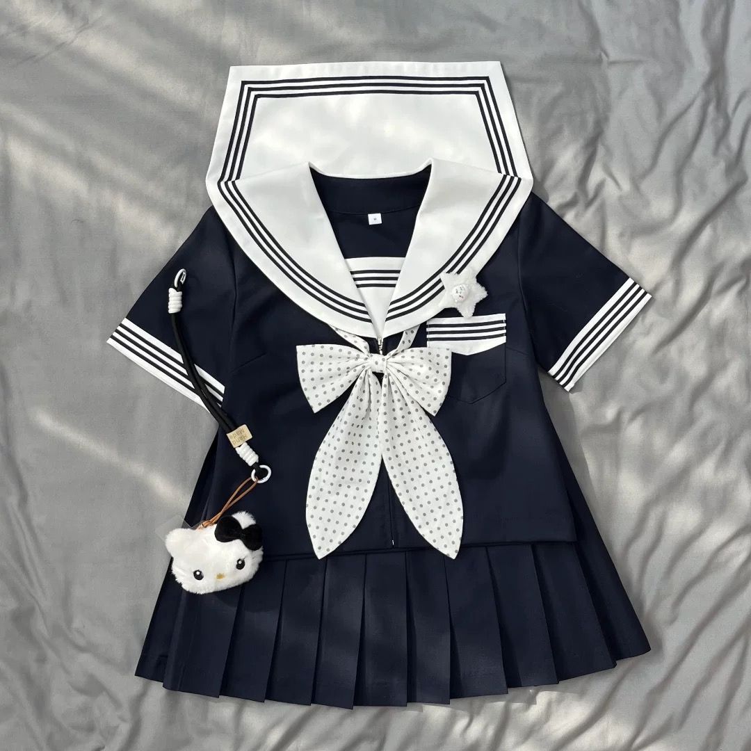 云靡原创正版白领绀三本jk水手服学院风校供感不良少女制服套装女