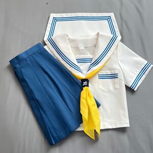 云靡原创正版蓝三本水手服套装收腰jk制服日系学院风甜美学生套装
