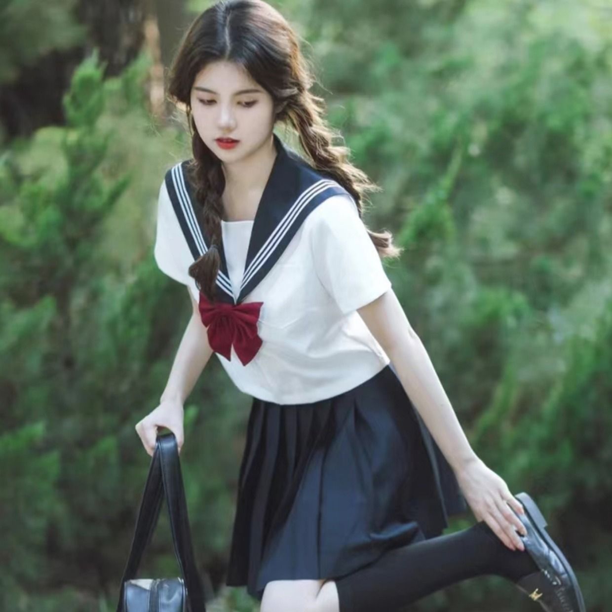 日系正统jk制服裙白三本基础款夏季中间服学院风班服短袖大码套装