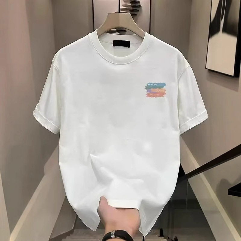 100%重磅纯棉白色短袖t恤男款大