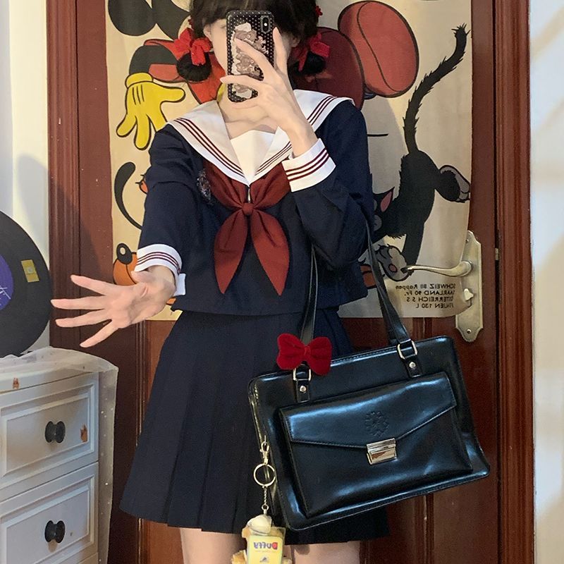 【雪国少女】原创正版jk制服套装春秋新款长袖日系三本基础水手服