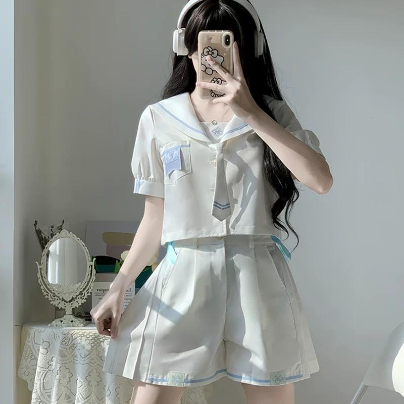 【萌小疯jk原创】铃兰絮语制服水手服女夏季短袖裙裤套装上衣