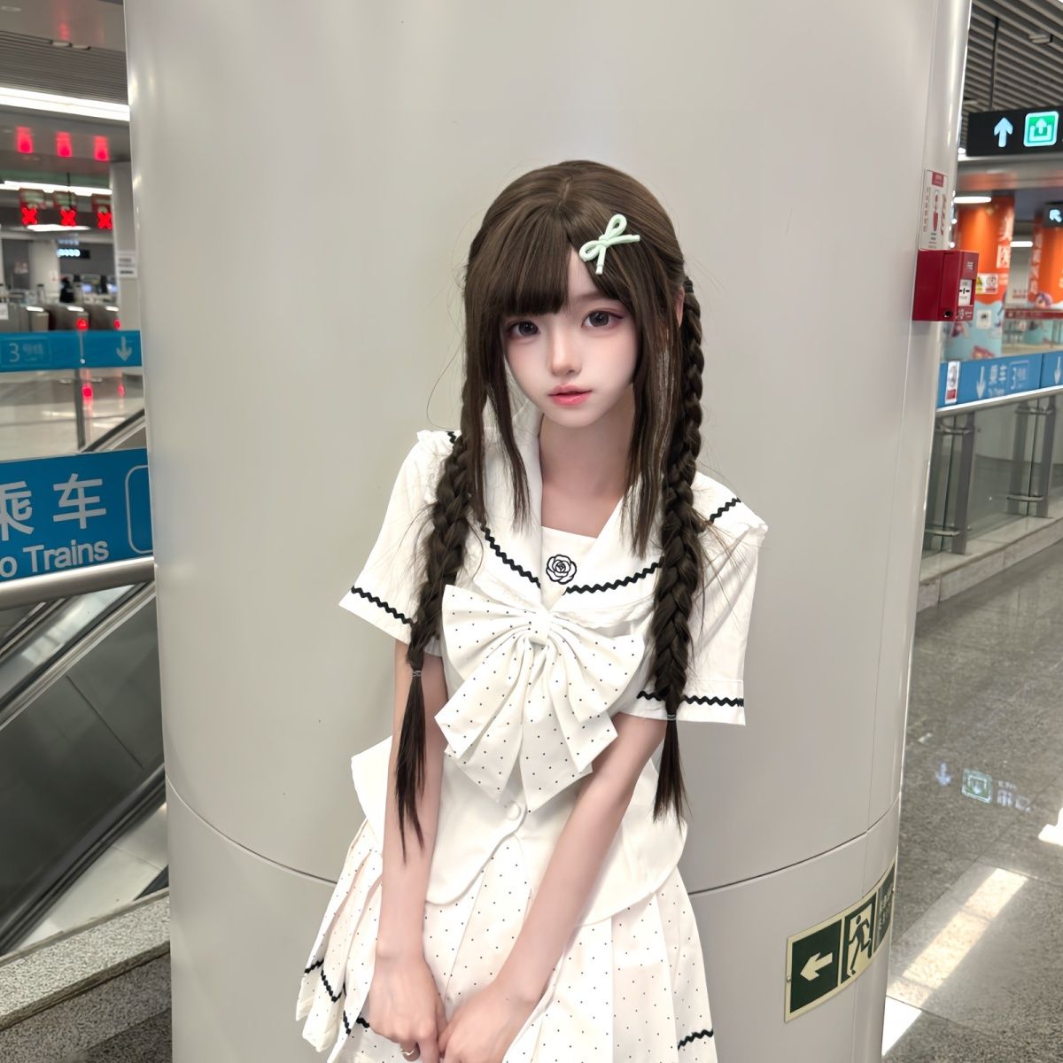 布偶熊原创【椿时见】jk水手服套装收腰波点白色日系小清新学院