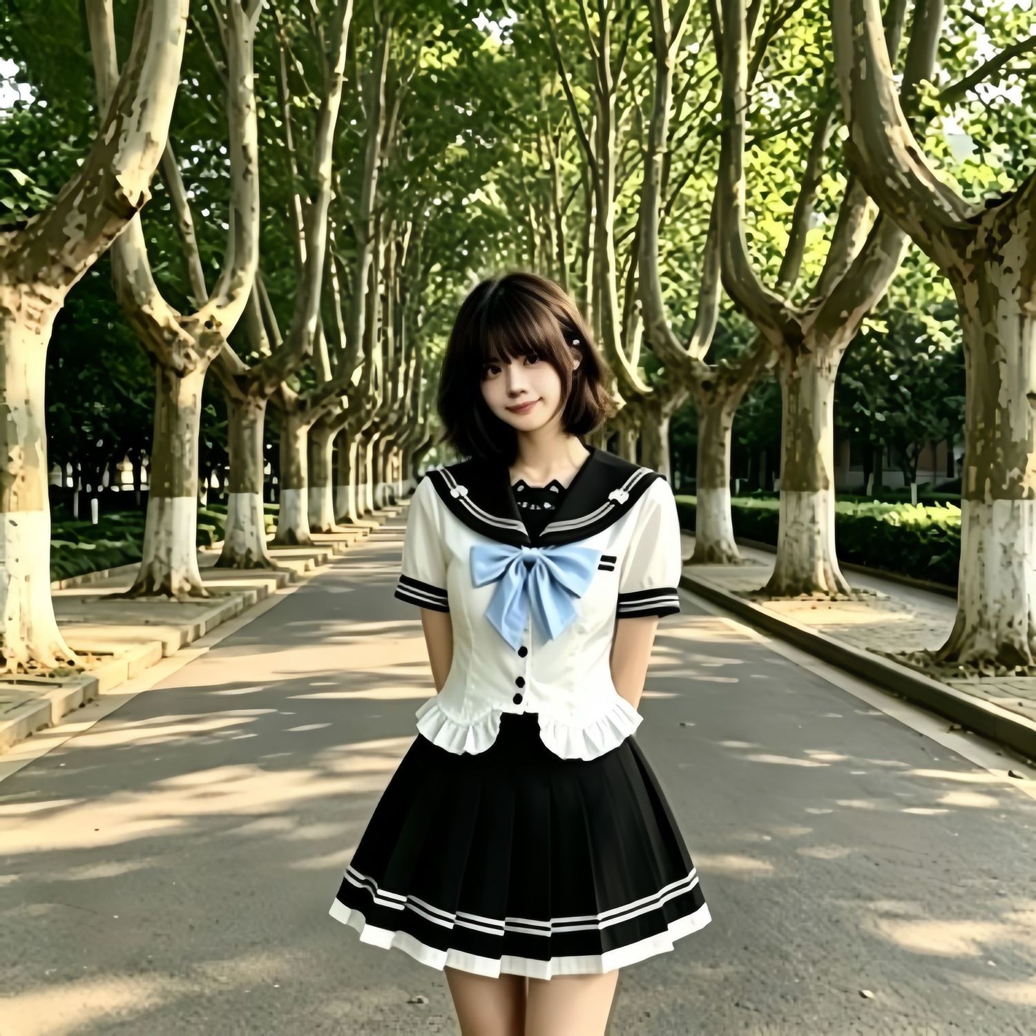 蓝调甜心jk水手服学院服甜美夏季制服蛋糕裙收腰套装日系可爱裙子