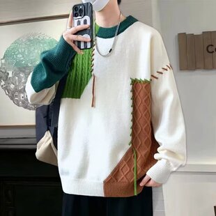 毛衣男加绒加厚韩版潮流秋冬季潮牌针织衫青少年学生款打底线衣