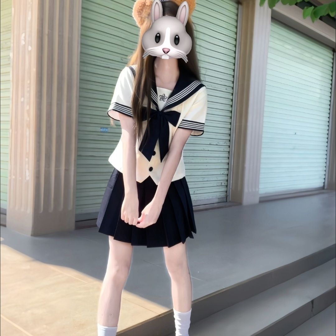 正统JK制服基础款水手服关西襟绀色领结白三本中间服套装学院风