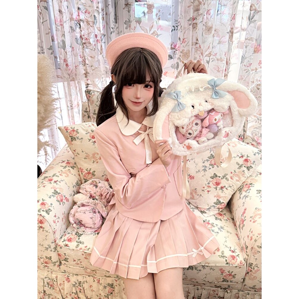甜嗑原创正版jk制服西装学院风圆领甜美可爱水手服秋冬长袖套装女
