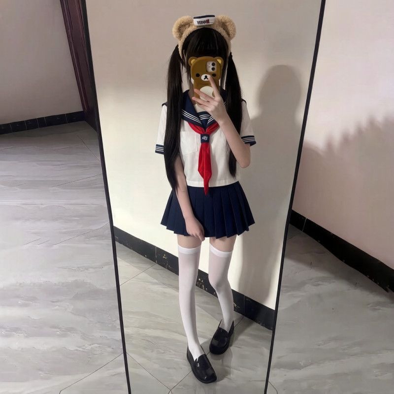 白三本jk制服裙日系基础款水手服夏服女学生校服海军学院风套装