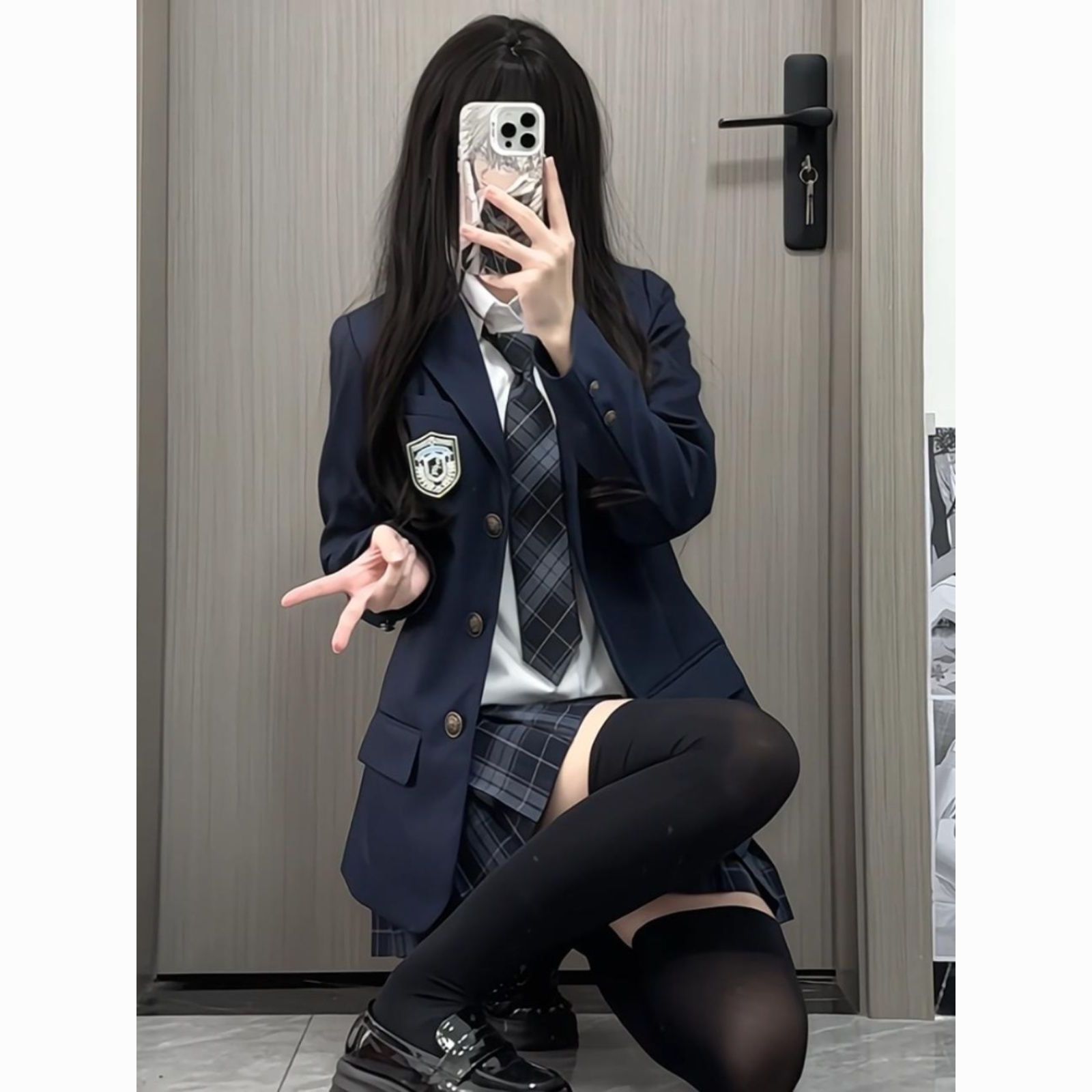 原创学院风JK西装外套秋冬正版日系制服女学生校供感西服套装全套