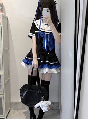 微微风原创【雾屿蓝】正版jk制服水手服日系学院风收腰甜美套装女