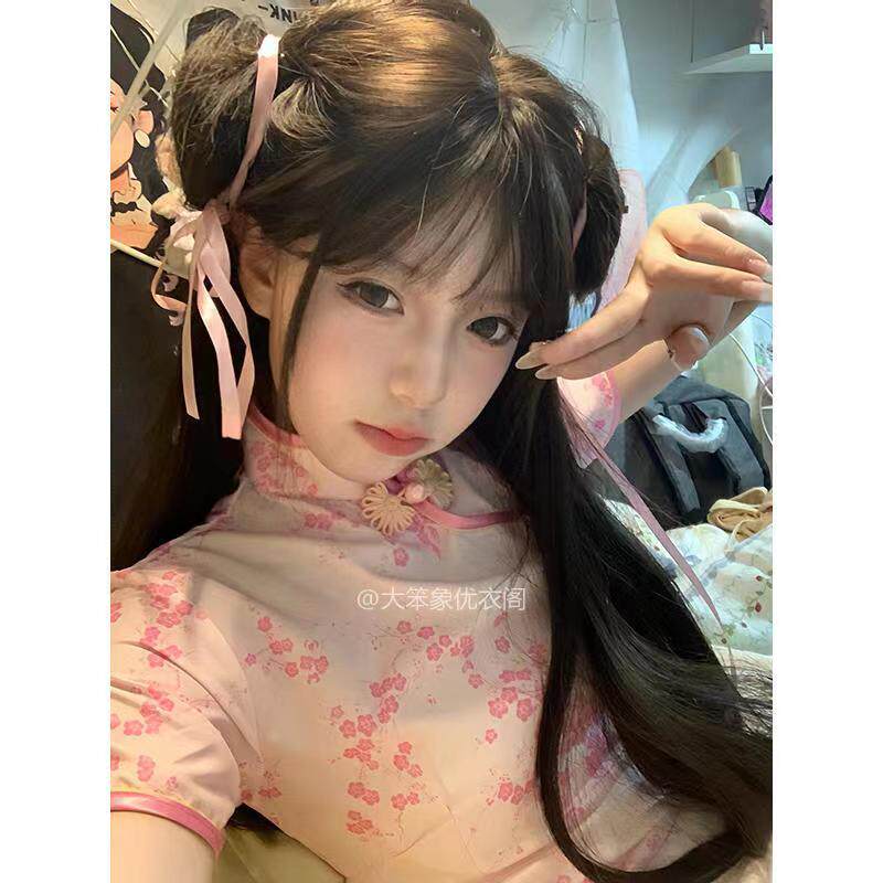 套装女2024夏季新款中华小厨娘Lolita女仆围裙新中式旗袍连衣裙女