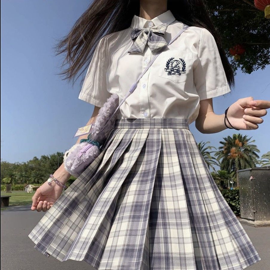 原创jk制服裙正版学院风套装全套女格裙百褶裙学生夏季格子裙日系