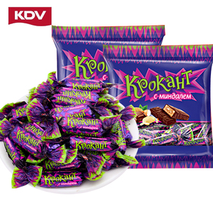 KDV俄罗斯原装进口紫皮糖夹心巧克力果仁500g结婚喜糖果年货零食