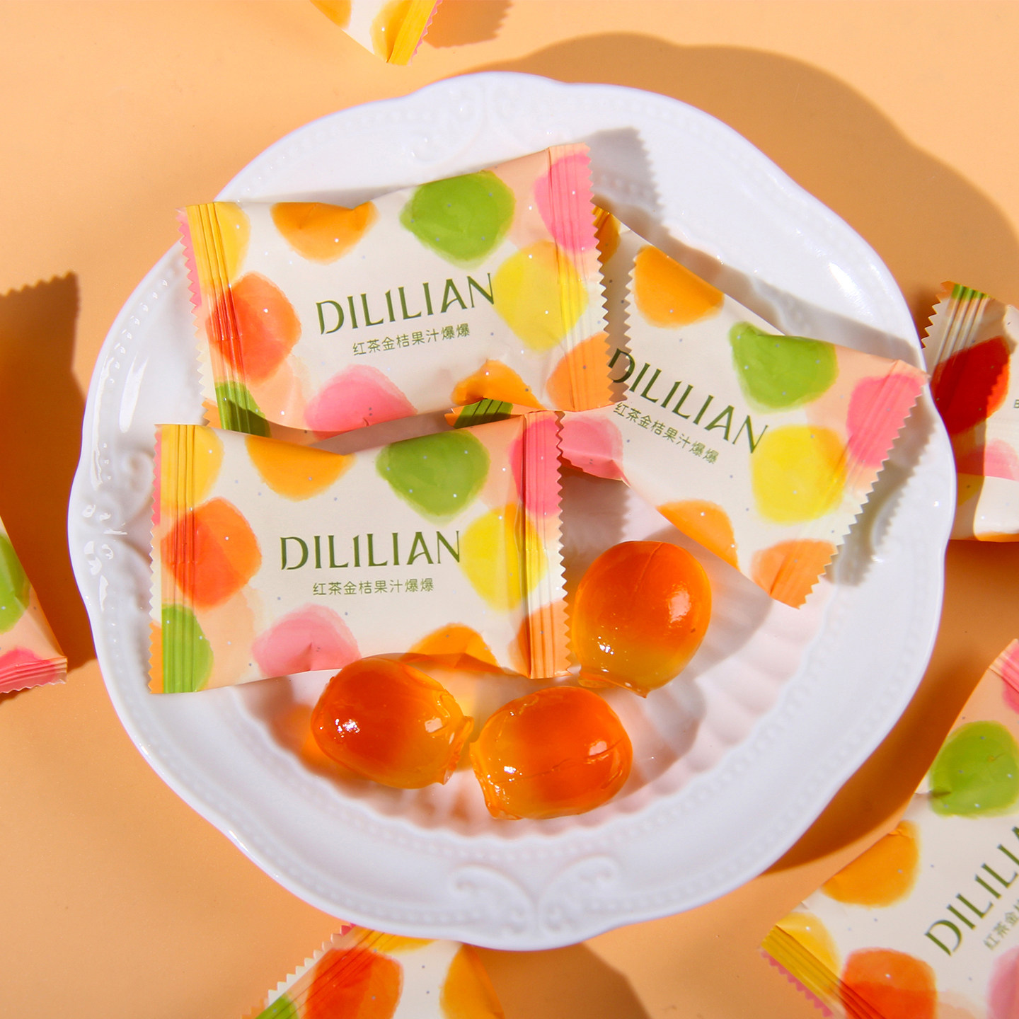 比利时DILILIAN迪利莲桂花乌龙软糖红茶金桔果汁夹心软糖结婚糖果
