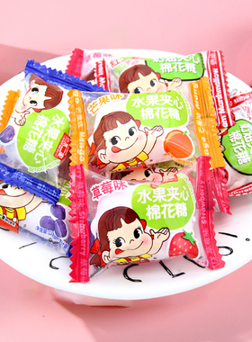 不二家PEKO水果汁夹心棉花软糖500g约80结婚喜糖婚庆糖果零食散装