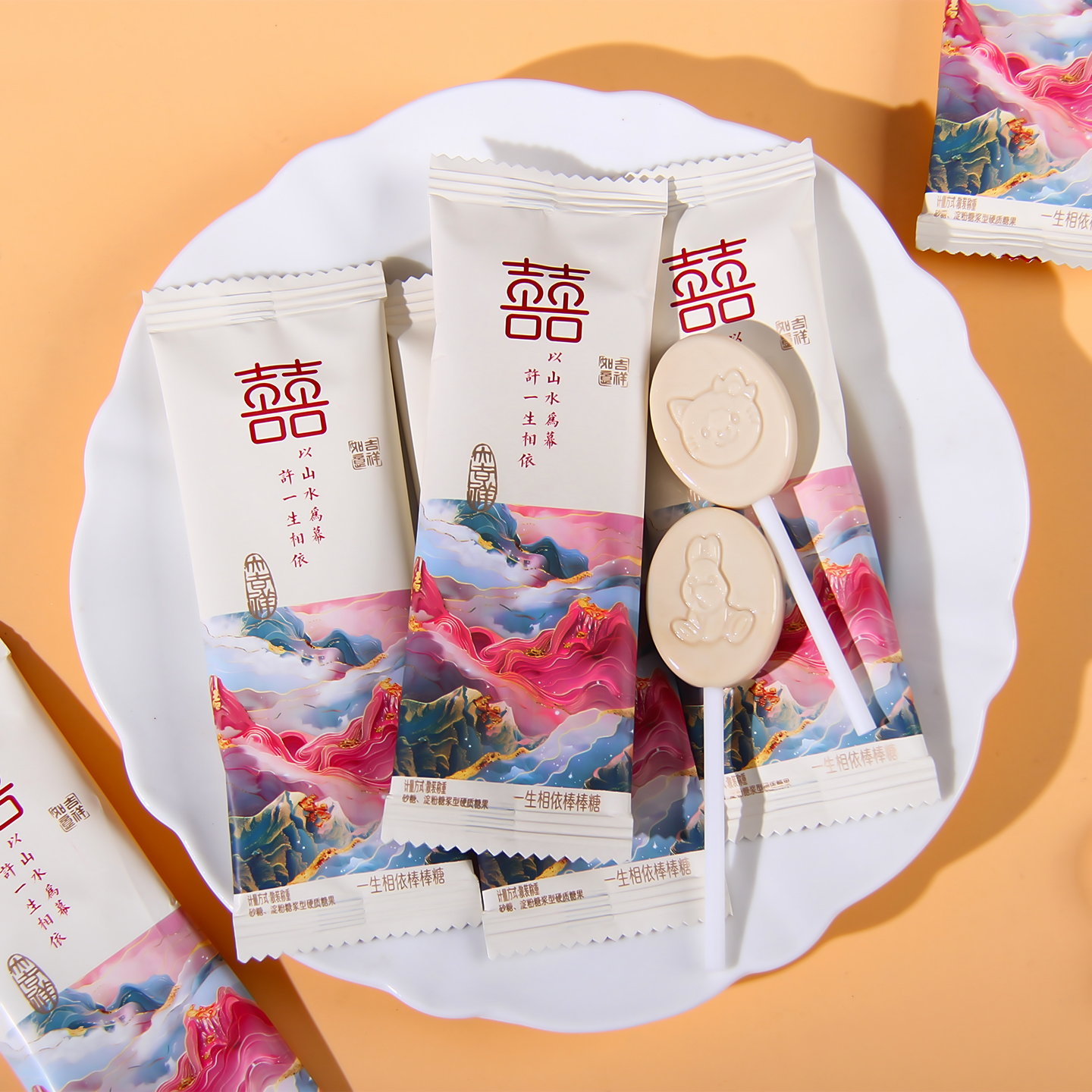 雪可滋一生相依棒棒糖结婚喜糖婚礼糖果国风创意伴手礼糖果小零食