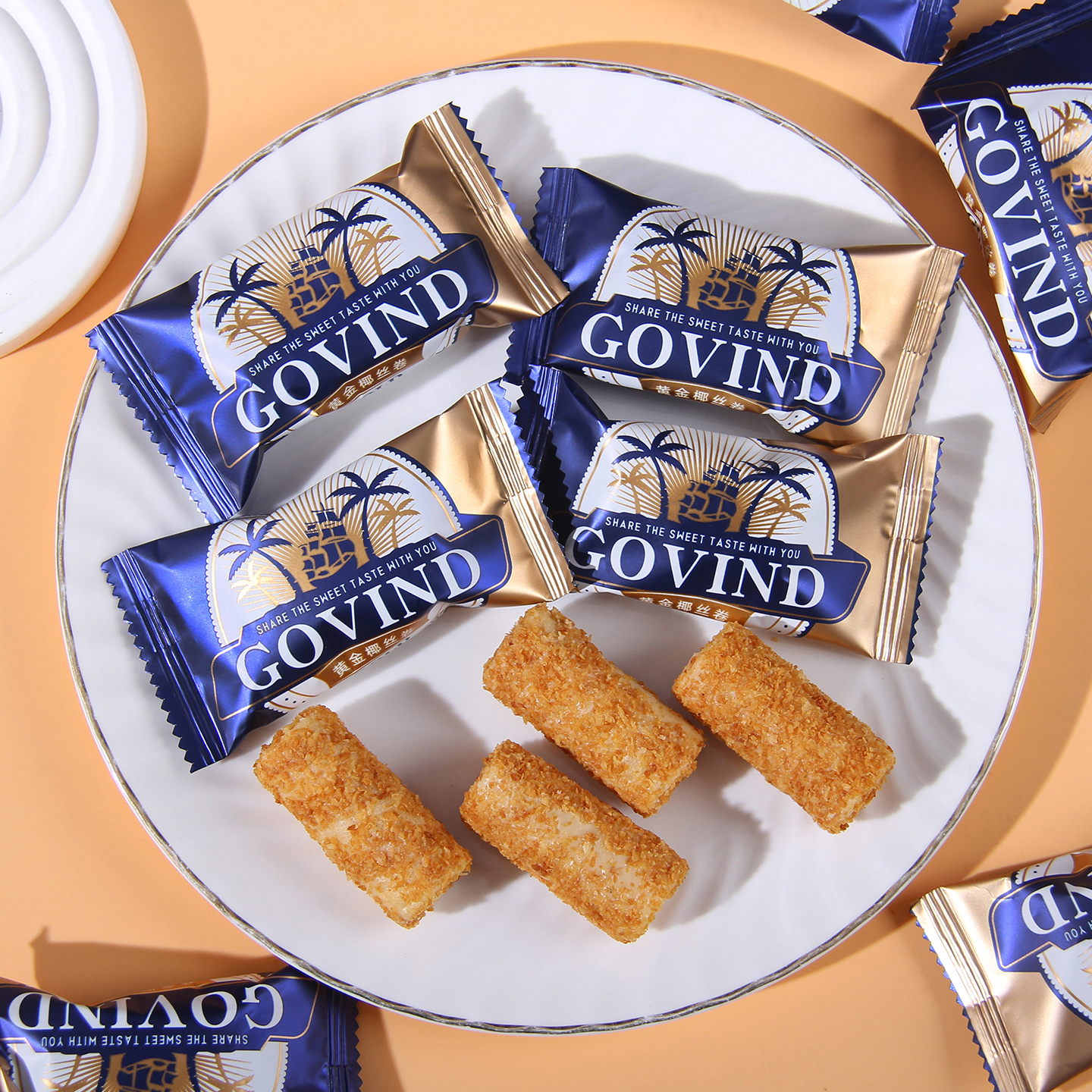 GOVIND歌芬迪黄金椰丝卷喜糖婚庆结婚休闲办公室下午茶解馋小零食