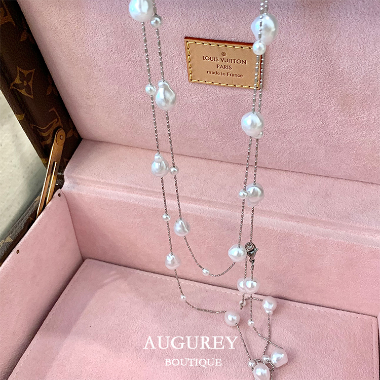 AUGUREY 6/8 巴洛克风不规则珍珠长款项链法式优雅复古多层毛衣链