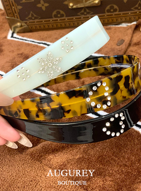 AUGUREY 5/30 emijay同款醋酸发箍爱心钻法式复古头饰小众ins时尚