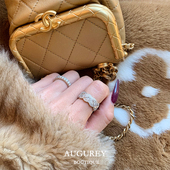 满钻菱格纹戒指闪小众设计感轻奢百搭叠戴时尚 AUGUREY 宽版