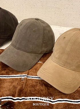 AUGUREY 5/30 美拉德色系复古vintage麂皮美式棒球帽纯色高级感女